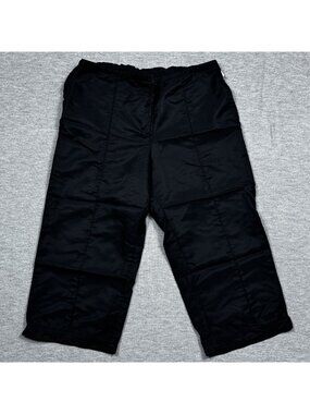 Nike Black Nylon Capri Pants Womens Size L Zipper Drawstring Waistband Pockets